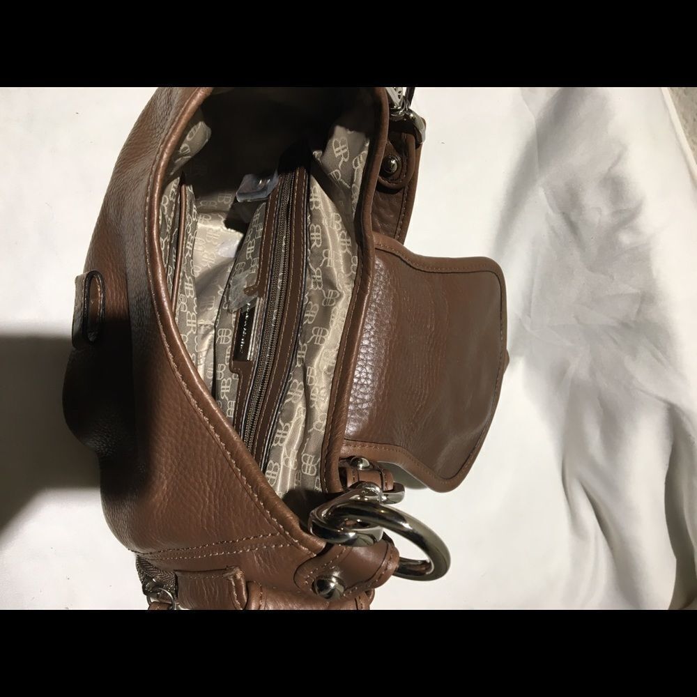 New Banana Republic Brown Genuine Leather Hobo Shoulder Bag pockets Retail $138 - Picture 11 of 15